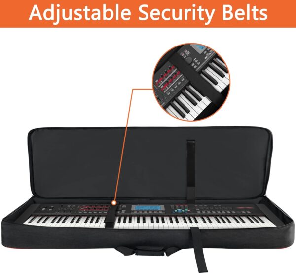 88 Key Keyboard Case Soft (Size: 53.5"x13.8"x6.8"), Padded Piano Case with Handle and Adjustable Shoulder Straps, Keyboard Gig Bag with 3 Pockets for Music Sheet Stand, Sustain Pedals, Cables - Image 3