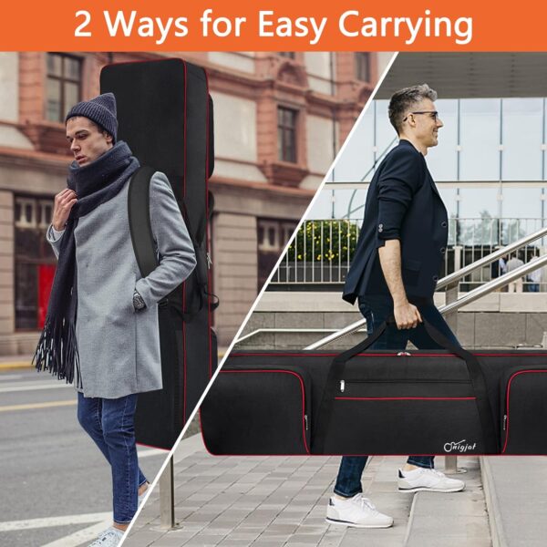 88 Key Keyboard Case Soft (Size: 53.5"x13.8"x6.8"), Padded Piano Case with Handle and Adjustable Shoulder Straps, Keyboard Gig Bag with 3 Pockets for Music Sheet Stand, Sustain Pedals, Cables - Image 2