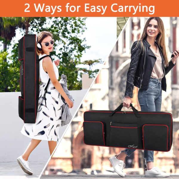 61 Key Keyboard Case Soft, Full Padded Piano Case with Handles and Adjustable Shoulder Straps, Waterproof Piano Keyboard Case with 3 Pockets for Accessories (Size: 39.5"x15.8"x4.8") - Image 3