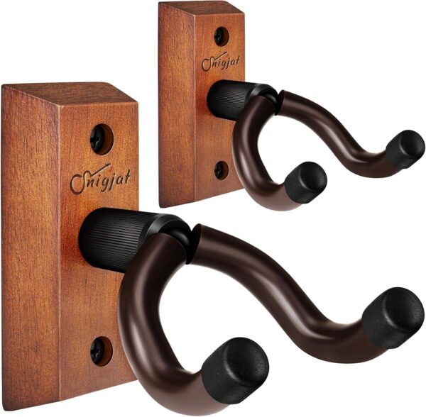 Guitar Wall Mount, 2 Pack Guitar Wall Hanger, Guitar Hanger Wall Hook Holder Stand with Screws, Hardwood Guitar Wall Mount Hanger for Acoustic Guitar, Electric Guitar, Banjo, Bass, Mandolin